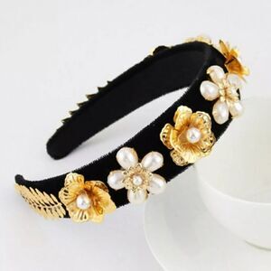 Baroque Headband For Women Pearl Gold Hair Accessory Wedding